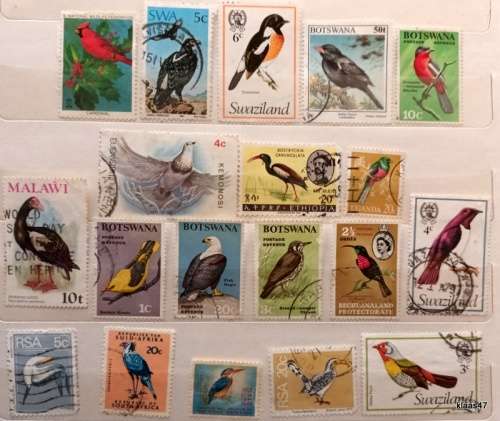 Mixed Lot of 19 Used stamps - Theme: Birds