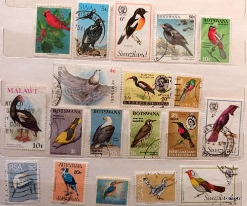 Mixed Lot of 19 Used stamps - Theme: Birds