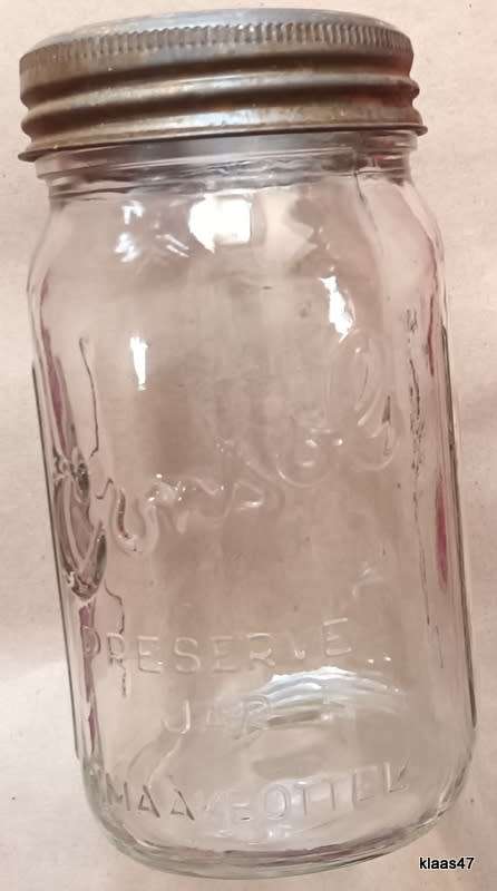 Vintage Consol Ribbed Preserve Jar/Inmaakbottel - With Original Consol Glass Top  and Broad Ring