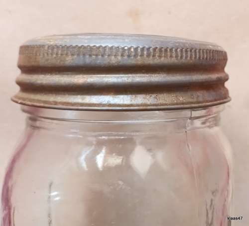 Vintage Consol Ribbed Preserve Jar/Inmaakbottel - With Original Consol Glass Top  and Broad Ring