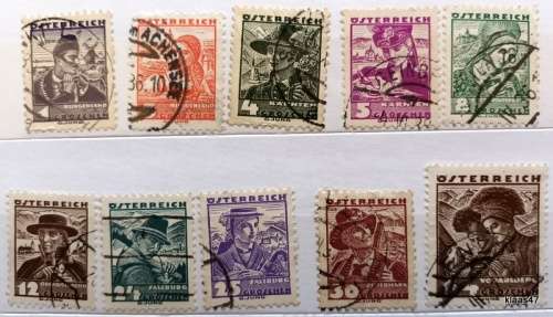 Austria - 1934 - Men`s and Women`s Regional Costumes - 10 Used stamps