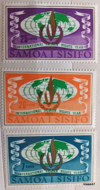Samoa - 1968 - Human Rights - Set of 3 Unused stamps
