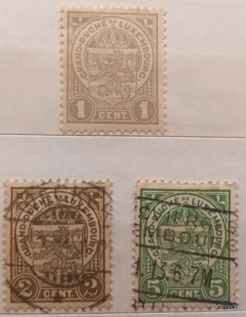 Luxembourg - 1907 - Coat of Arms - 3 Used Hinged stamps