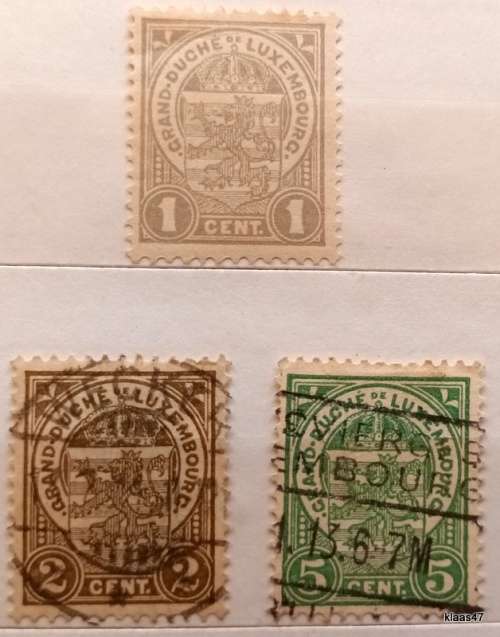 Luxembourg - 1907 - Coat of Arms - 3 Used Hinged stamps