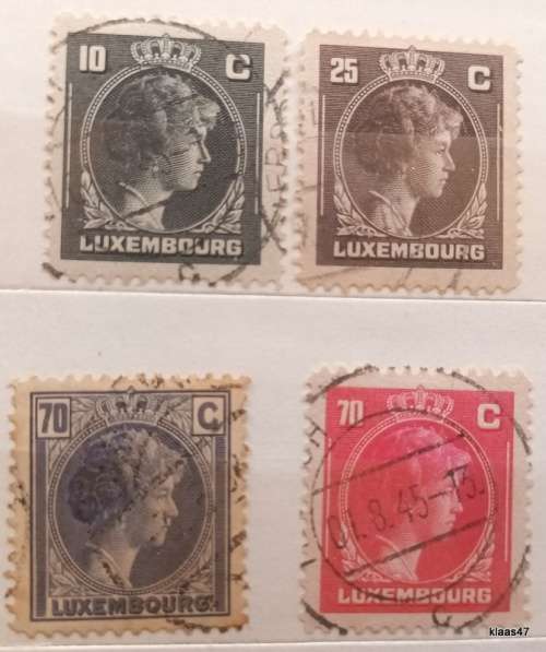 Luxembourg - 1926x1 1944x3 - Grand Duchess Charlotte - 4 Used Hinged stamps