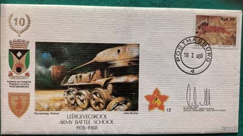 SADF - Comm Cover No. 12 - 1978-88 Army Battle School - 906/6000 - Signed: Officer Comm. School