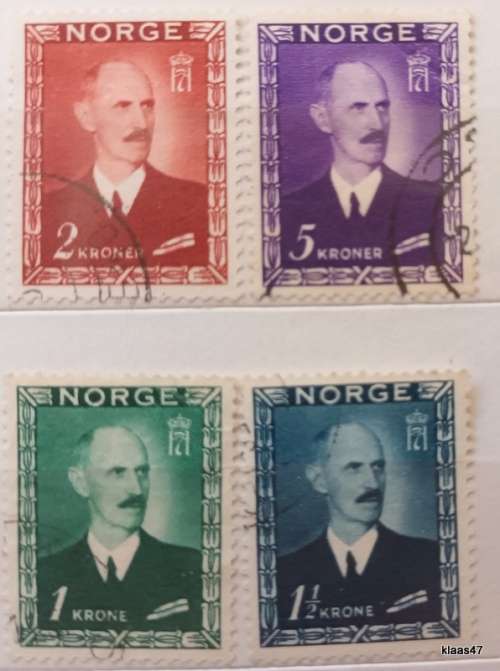 Norway - 1946 - King Haakon VII - Set of 4 Used Hinged stamps