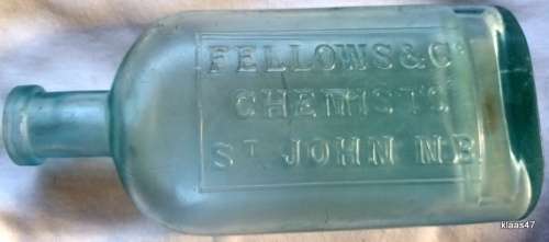 Fellows and Co Chemists - St John NB - Empty glass bottle -