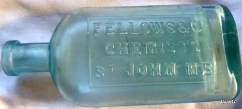 Fellows and Co Chemists - St John NB - Empty glass bottle -