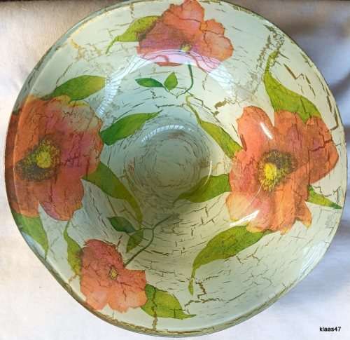 Decopage Art Glass Bowl