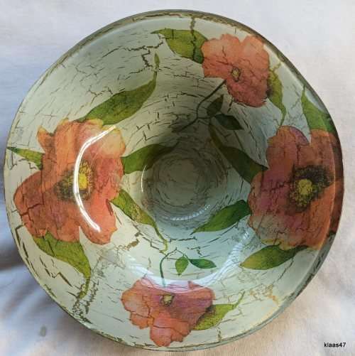 Decopage Art Glass Bowl