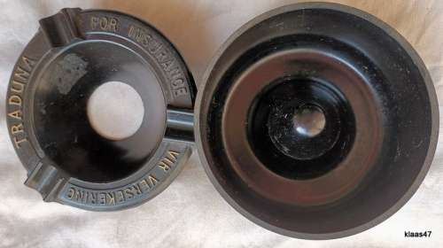 Vintage Bakelite 2 piece Ashtray Advertising Traduna For Insurance/Vir Versekering