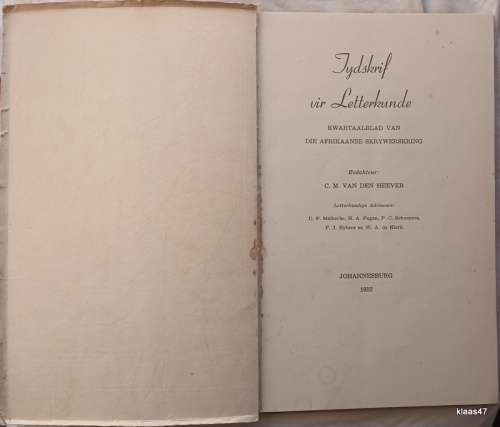 Tydskrif vir Letterkunde - Jaargang 2 Nommer 4 - Johannesburg 1952 (Redakteur: CM van den Heever)