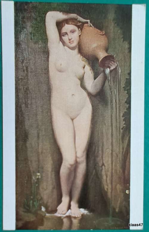 Post Card - The Source Painting by Jean Auguste Dominique Ingres, Louvre Museum