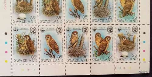 Swaziland - 1982 - WWF - Fishing Owl - Sheet of 25 Unused stamps