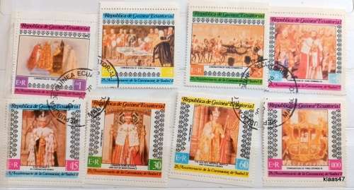 Equatorial Guinea - 1978 - QEII Coronation Anniversary  - Set of 8 Cancelled Hinged stamps