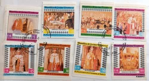 Equatorial Guinea - 1978 - QEII Coronation Anniversary  - Set of 8 Cancelled Hinged stamps