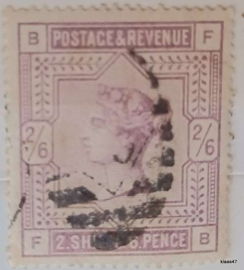 GB 1883/84  Queen Victoria  2 shilling 6 pence  1 Used stamp (BF)