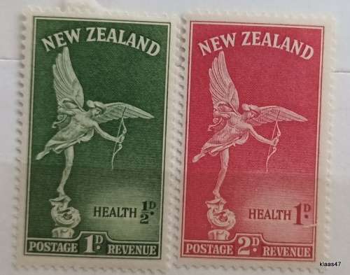 New Zealand - 1947 - Health Issue - Statue of Eros - Set of 2 Unused Hinged stamps
