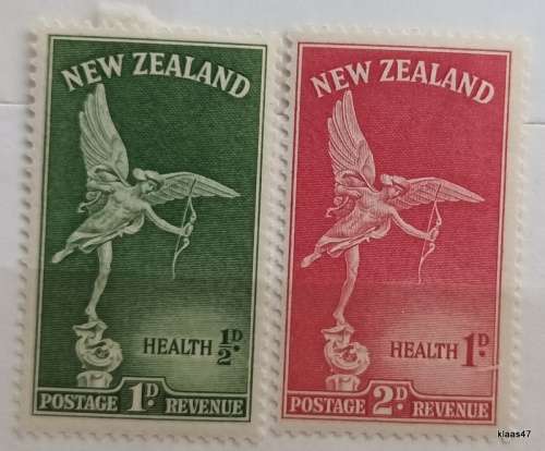 New Zealand - 1947 - Health Issue - Statue of Eros - Set of 2 Unused Hinged stamps