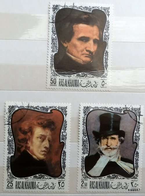 Ras al Khaima - 1969 - Composers - 3 Cancelled Hinged stamps