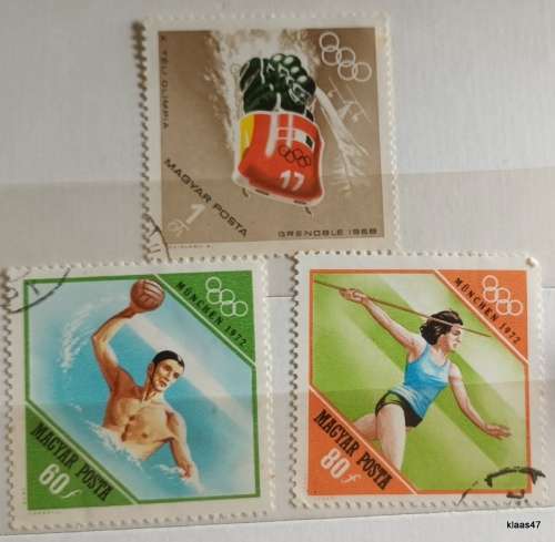 Hungary - 1968 + 1972 - Olympics - 3 Cancelled Hinged stamps