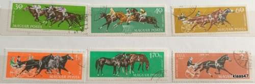 Hungary - 1961 - Horse sports - 6 Cancelled Hinged stamps