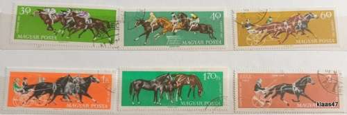 Hungary - 1961 - Horse sports - 6 Cancelled Hinged stamps