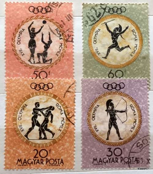 Hungary - 1960 - Olympic games Rome - 4 Used Hinged stamps