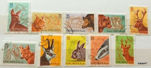 Romania - 1961 - Wild Animals - Set of 10 Cancelled Hinged stamps