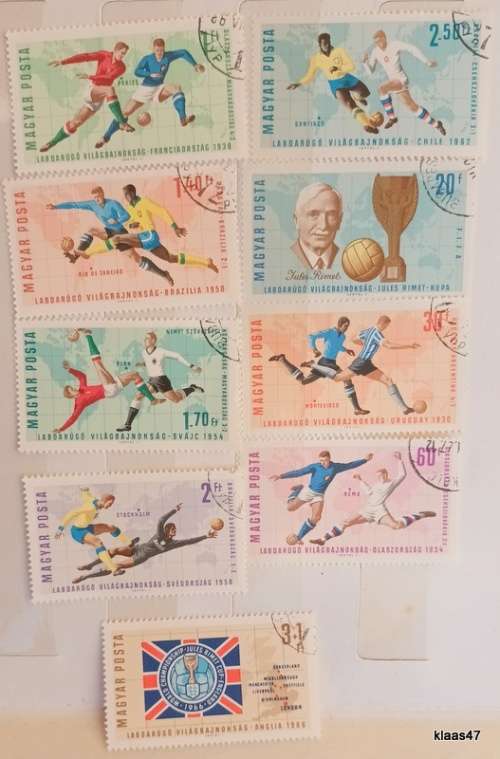 Hungary - 1966 - World Cup Football England - Set of 9 Cancelled stamps