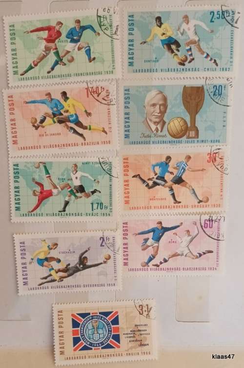 Hungary - 1966 - World Cup Football England - Set of 9 Cancelled stamps