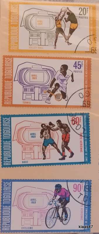 Togo - 1969 - Inauguration of Sports Stadium - 4 Cancelled Hinged stamps