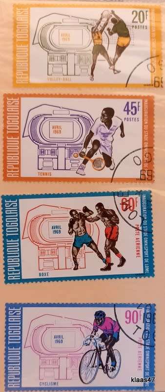 Togo - 1969 - Inauguration of Sports Stadium - 4 Cancelled Hinged stamps