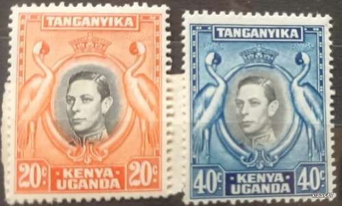 Tanganyika Kenya Uganda - 1938 - George VI - Definitive 20c and 40c - 2 Unused stamps