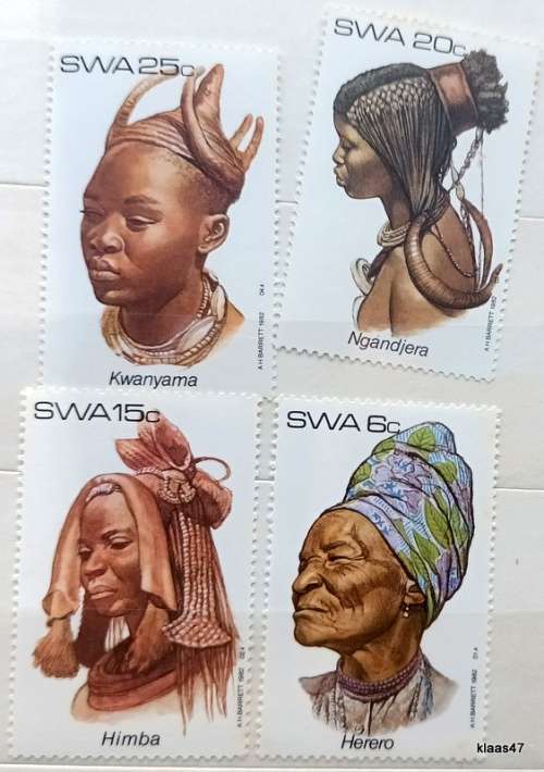 South West Africa - 1982 - Female Headdresses - Set of 4 Mint stamps