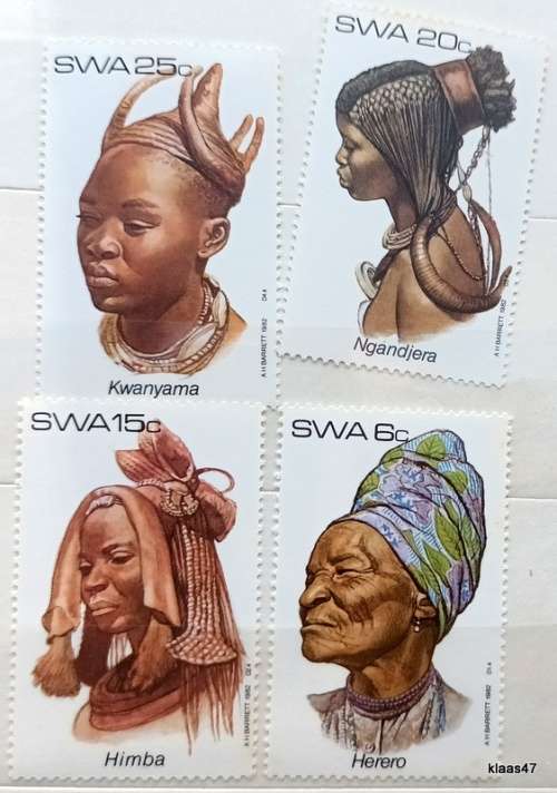 South West Africa - 1982 - Female Headdresses - Set of 4 Mint stamps