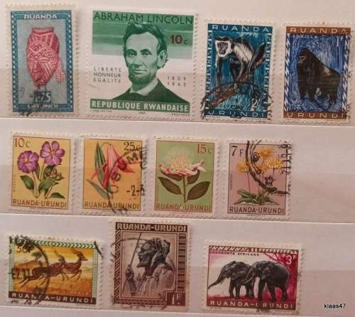 Ruanda-Urundi - Mixed Lot of 11 Used stamps