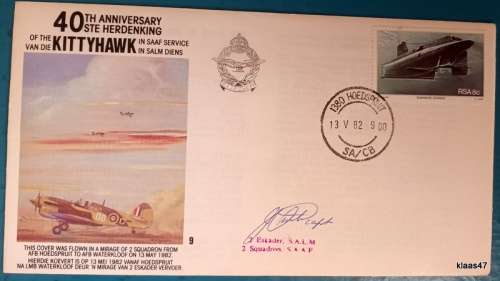 SA Air Force (SAAF) Flight Cover 9 - 40th Anniv Kittyhawk in SAAF Service - SIGNED - 2004/2500