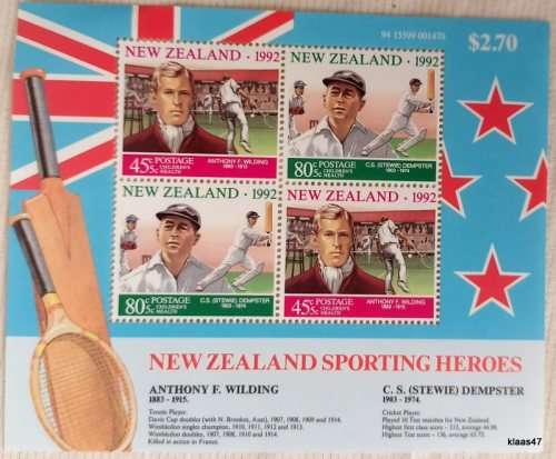 New Zealand  1992 Sporting Heroes Child Health Issue Mint Souvenir Sheet (2nd Series)