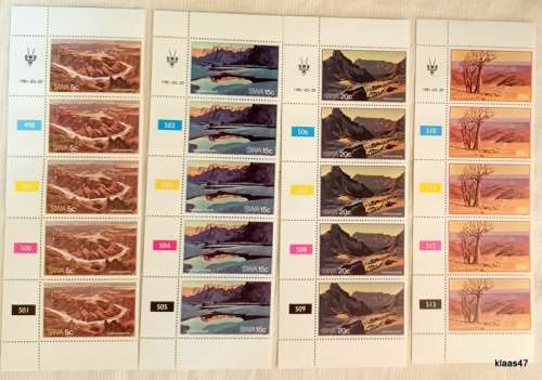South West Africa - 1981 - Fish River Canyon - Set of 4 Control Strips (Mint)
