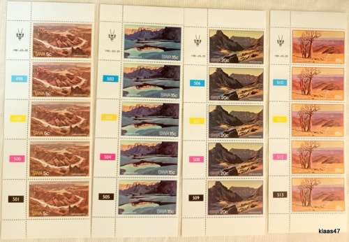 South West Africa - 1981 - Fish River Canyon - Set of 4 Control Strips (Mint)