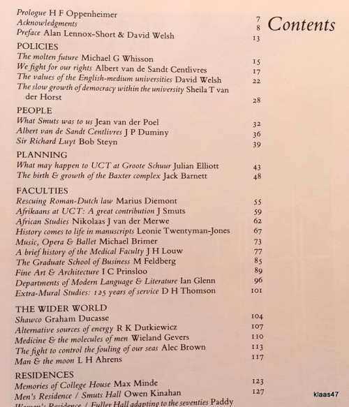 UCT at 150 - Reflections - Ed: Alan Lennox-Short/David Welsh - Hardcover 1979
