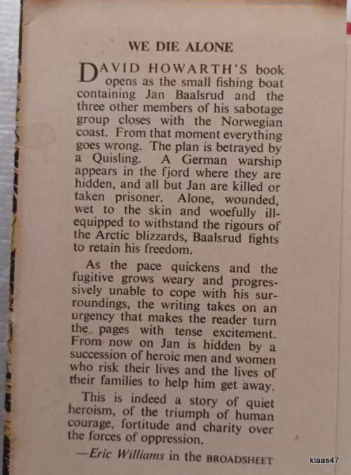 We Die Alone - David Howarth - Hardcover (Reprint 1957)