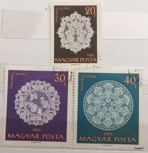 Hungary - 1960 - Lace - 3 Cancelled Hinged stamps