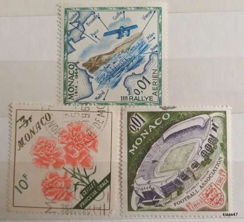 Monaco - Mixed Lot of 2 Used and Unused Hinged stamps