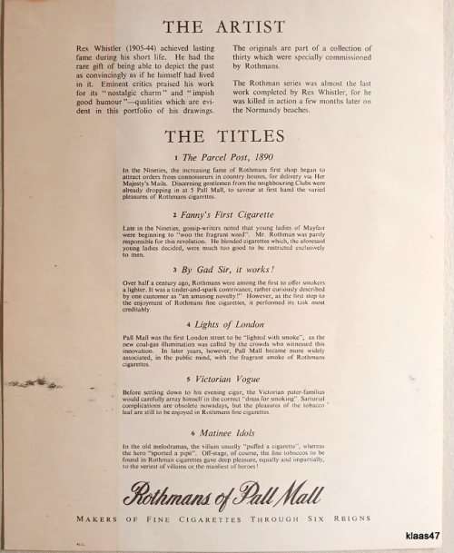 The Rothmans - Six Prints of the works of Rex Whistler (In Folder)