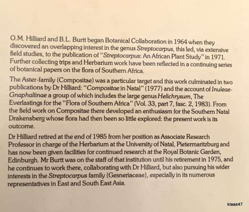 The Botany of the Southern Natal Drakensberg - OM Hilliard and BL Burtt - Hardcover