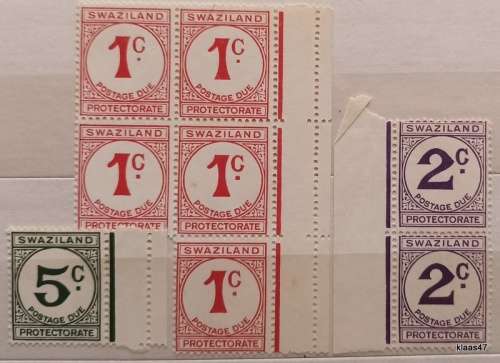 Swaziland - 1961 - Postage Due 1c 2c 5c  - 8 Mint stamps
