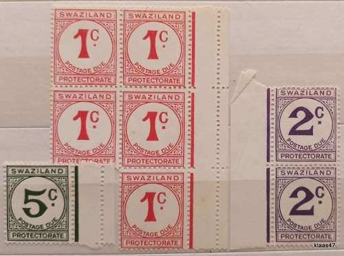 Swaziland - 1961 - Postage Due 1c 2c 5c  - 8 Mint stamps